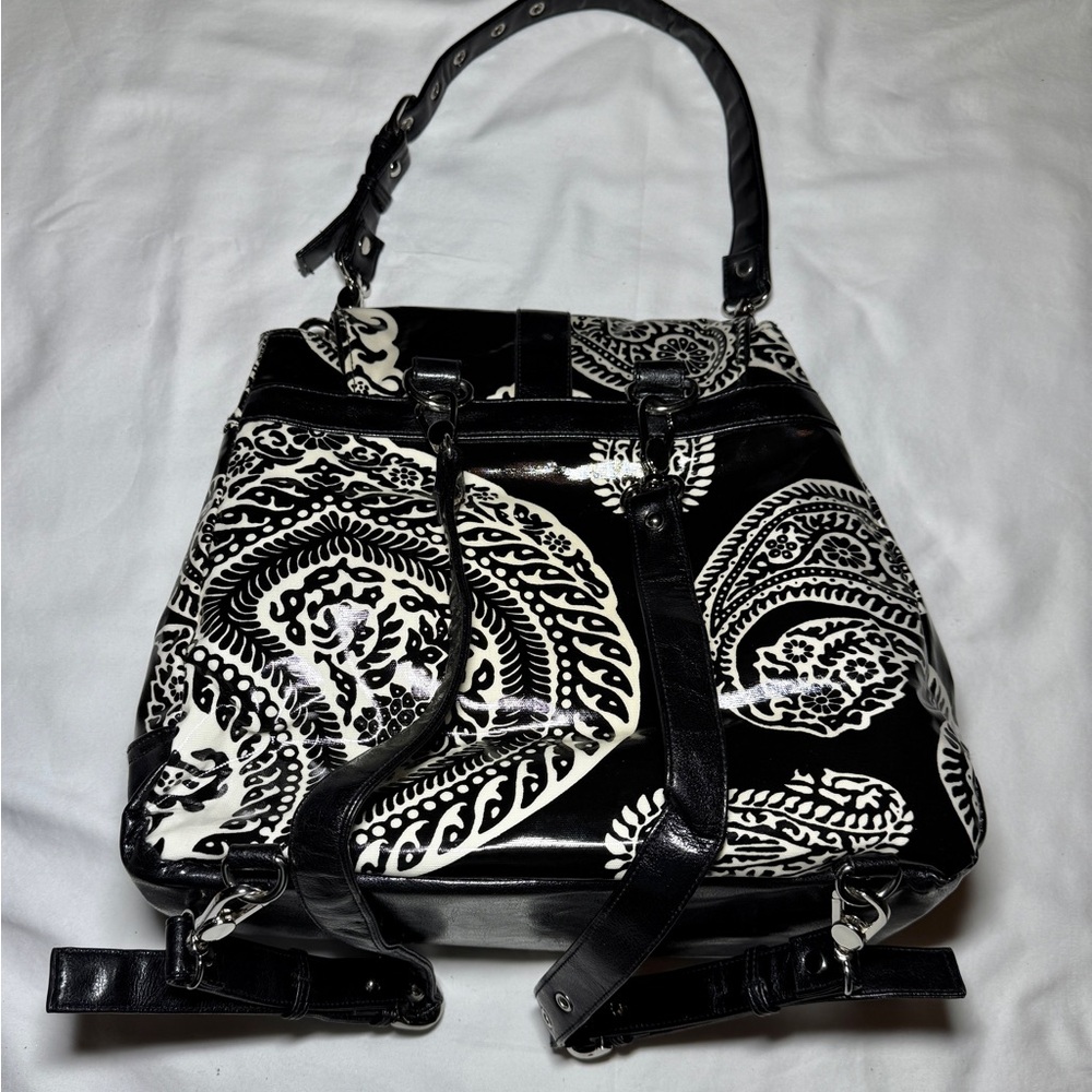 Gigi Hill black and white Paisley Back-Pack Tote - Picture 9 of 11